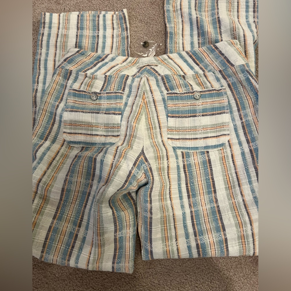 Sundance Gigi Pants - Striped Women's Straight Leg - Blue, Peach, Cream, NWOT, M - Picture 3 of 9